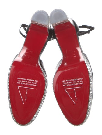 Christian Louboutin Leather Crystal Embellishments D'Orsay Pumps