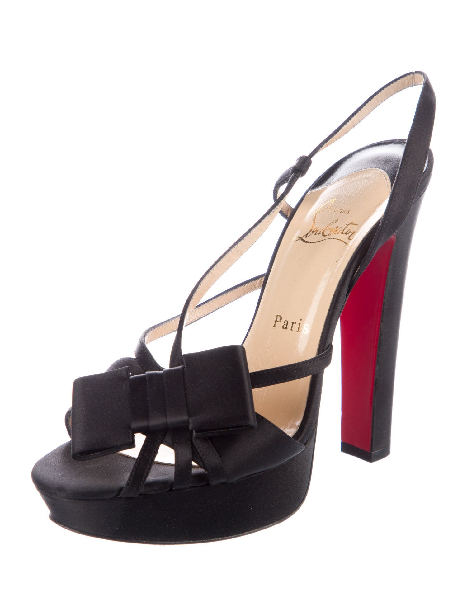 Christian Louboutin Satin Bow Accents Slingback Sandals
