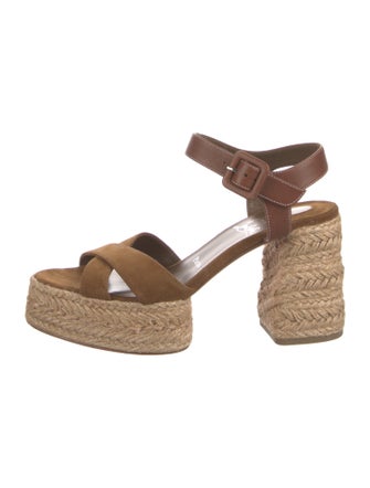 Christian Louboutin Suede Leather Trim Embellishment Espadrilles