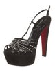 Christian Louboutin Suede Crystal Embellishments Slingback Sandals