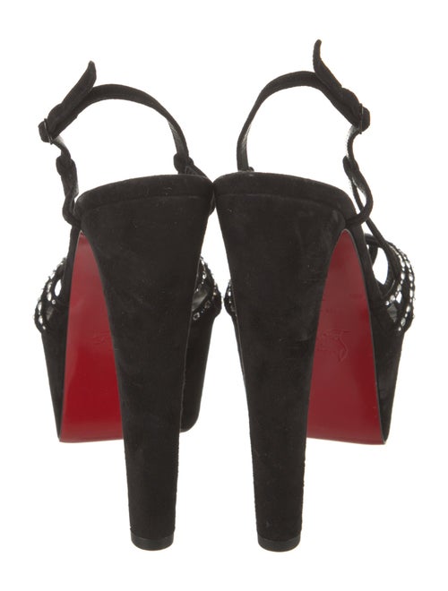 Christian Louboutin Suede Crystal Embellishments Slingback Sandals