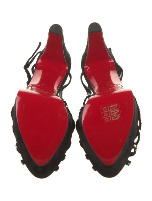 Christian Louboutin Suede Crystal Embellishments Slingback Sandals