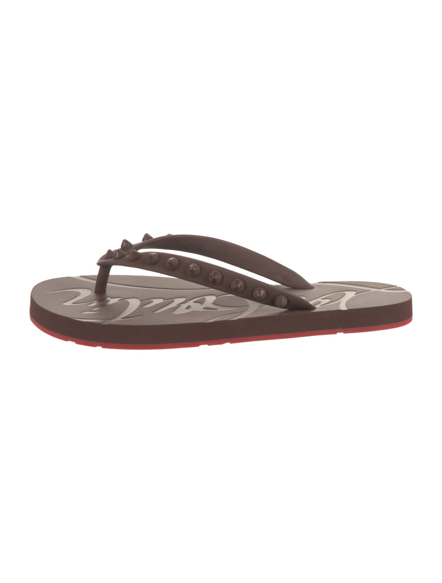 Christian Louboutin Spike Accents Rubber Flip Flops