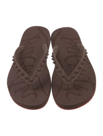 Christian Louboutin Spike Accents Rubber Flip Flops