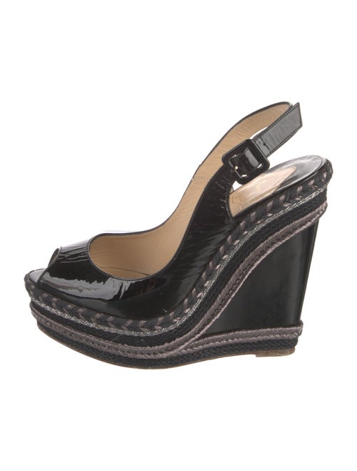 Christian Louboutin Patent Leather Braided Accents Slingback Pumps