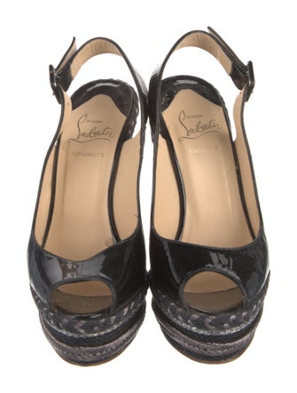 Christian Louboutin Patent Leather Braided Accents Slingback Pumps