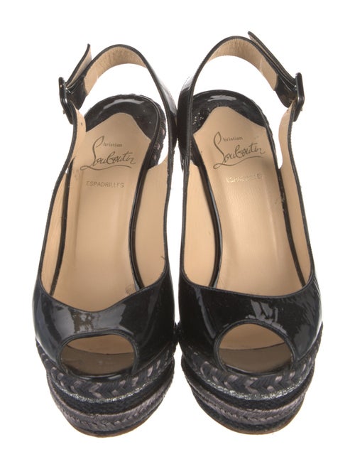 Christian Louboutin Patent Leather Braided Accents Slingback Pumps