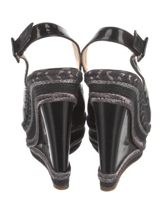 Christian Louboutin Patent Leather Braided Accents Slingback Pumps