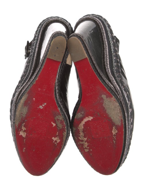 Christian Louboutin Patent Leather Braided Accents Slingback Pumps