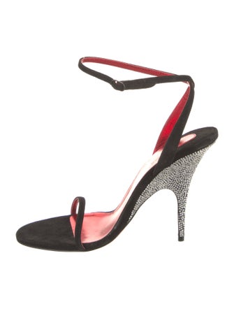 Christian Louboutin Suede Crystal Embellishments Sandals