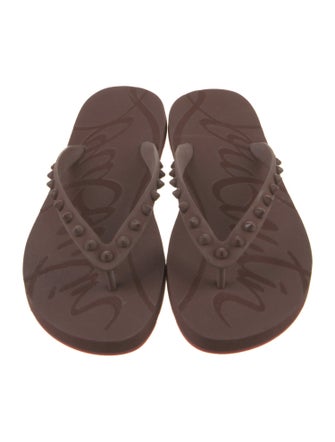 Christian Louboutin Spike Accents Rubber Flip Flops