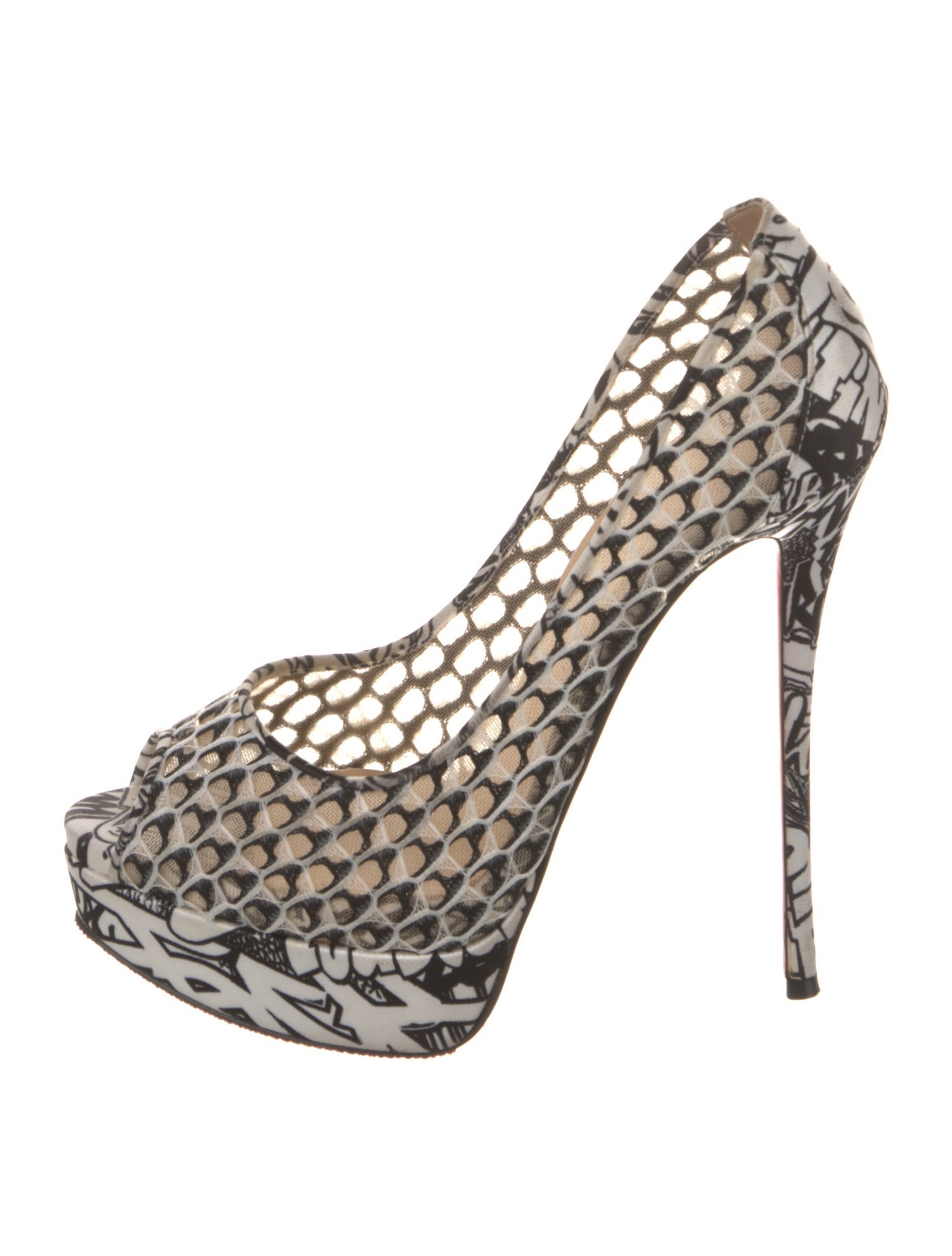 Christian Louboutin Mesh Printed Pumps