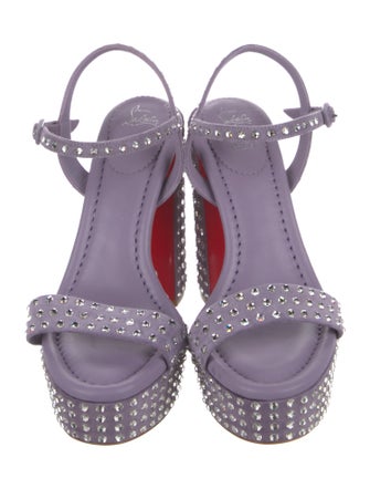 Christian Louboutin Suede Crystal Embellishments Sandals