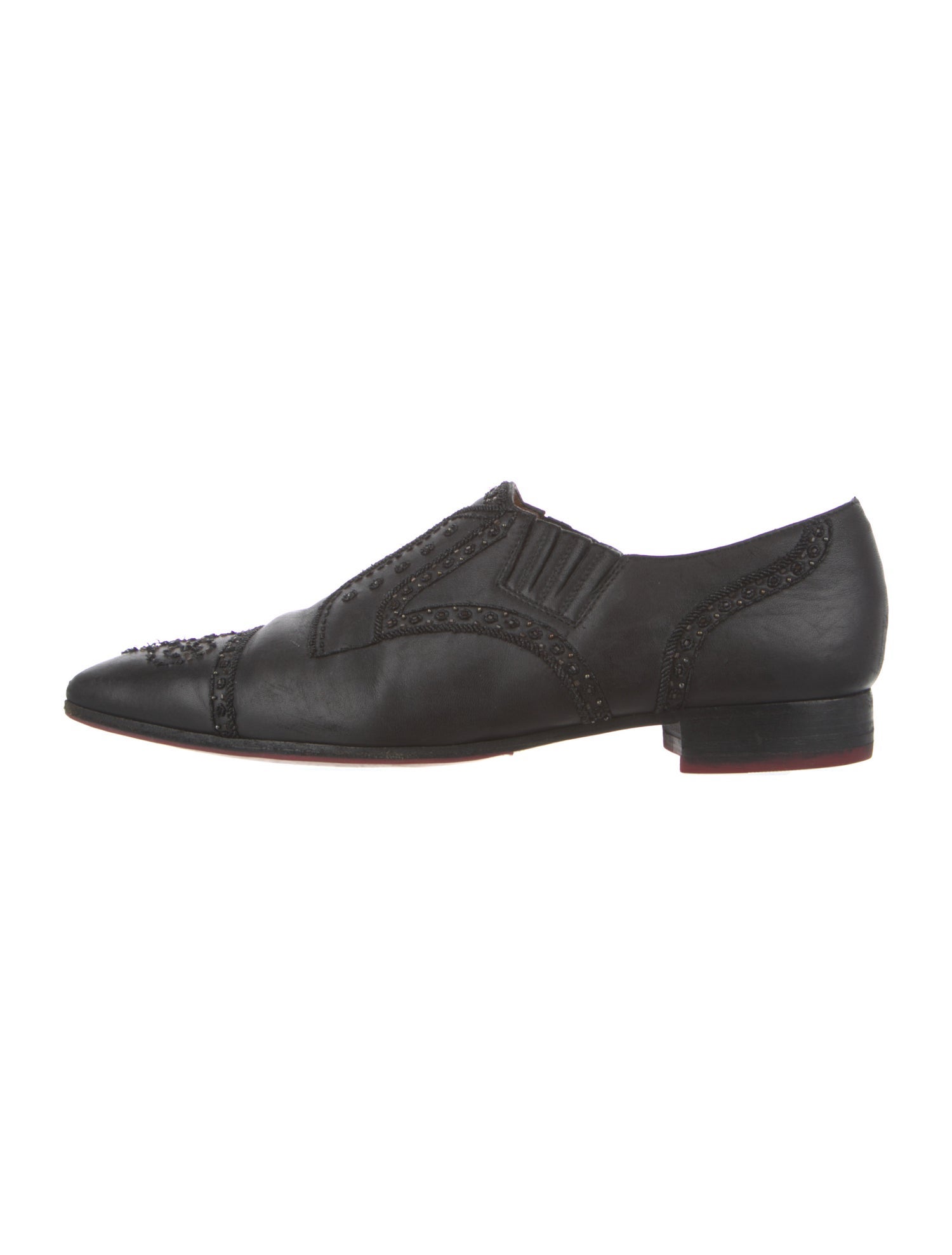 Christian Louboutin Spike Accents Leather Dress Loafers