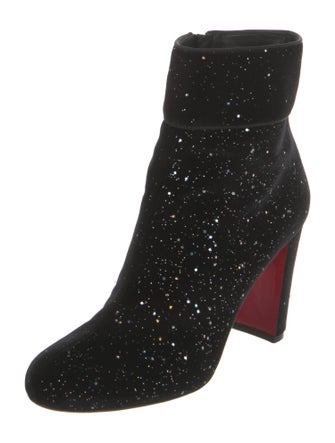 Christian Louboutin Velvet Glitter Accents Boots