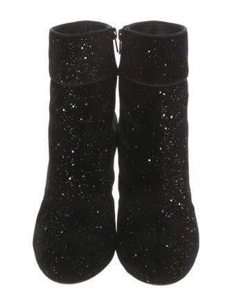 Christian Louboutin Velvet Glitter Accents Boots