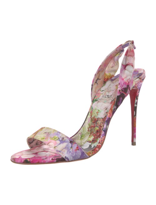Christian Louboutin Satin Floral Print Slingback Sandals