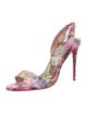 Christian Louboutin Satin Floral Print Slingback Sandals