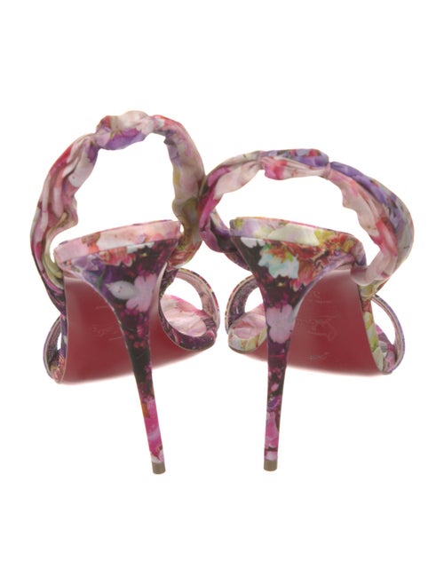 Christian Louboutin Satin Floral Print Slingback Sandals