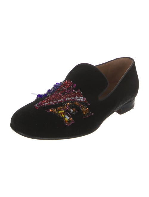 Christian Louboutin Spike Accents Velvet Loafers