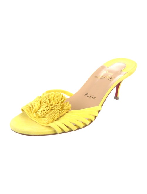 Christian Louboutin Suede Fringe Trim Accent Slides