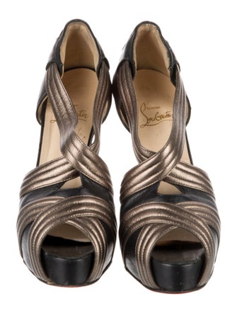 Christian Louboutin Leather Colorblock Pattern Pumps