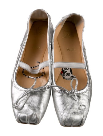 Christian Louboutin Leather Bow Accents Ballet Flats