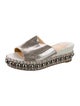 Christian Louboutin Leather Glitter Accents Slides