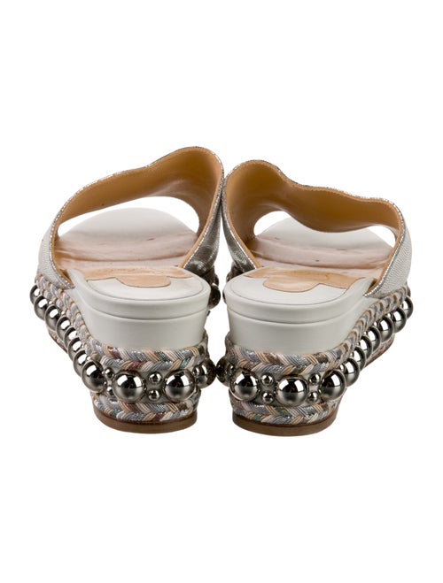 Christian Louboutin Leather Glitter Accents Slides
