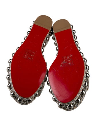 Christian Louboutin Leather Glitter Accents Slides