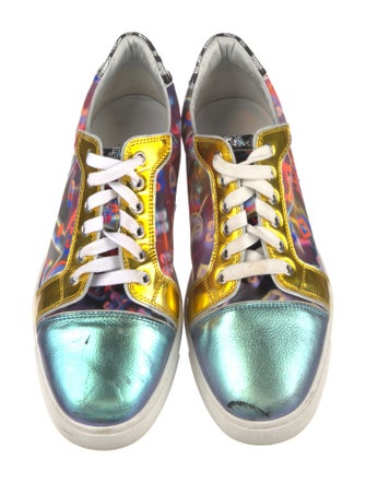 Christian Louboutin Spike Accents Patent Leather Sneakers