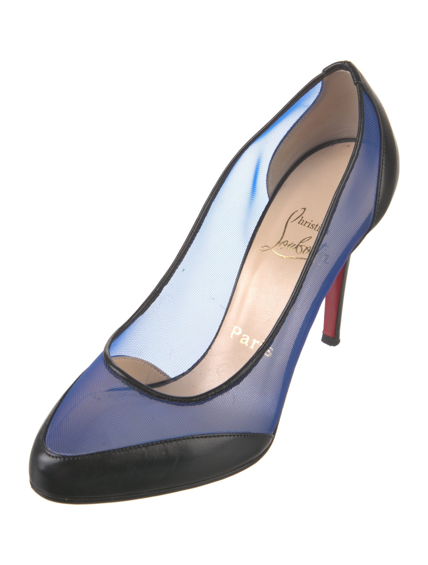 Christian Louboutin Leather Mesh Accents Pumps