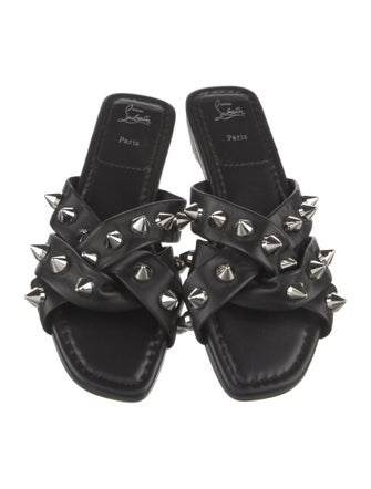 Christian Louboutin Spike Accents Leather Slides