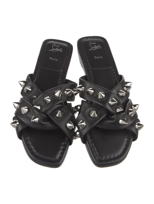 Christian Louboutin Spike Accents Leather Slides