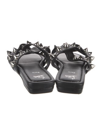 Christian Louboutin Spike Accents Leather Slides