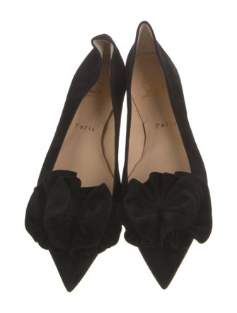 Christian Louboutin Suede Ruffle Embellishment Ballet Flats