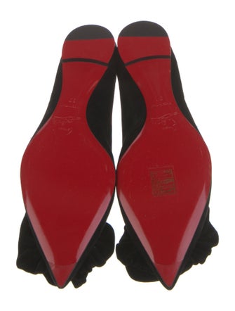 Christian Louboutin Suede Ruffle Embellishment Ballet Flats