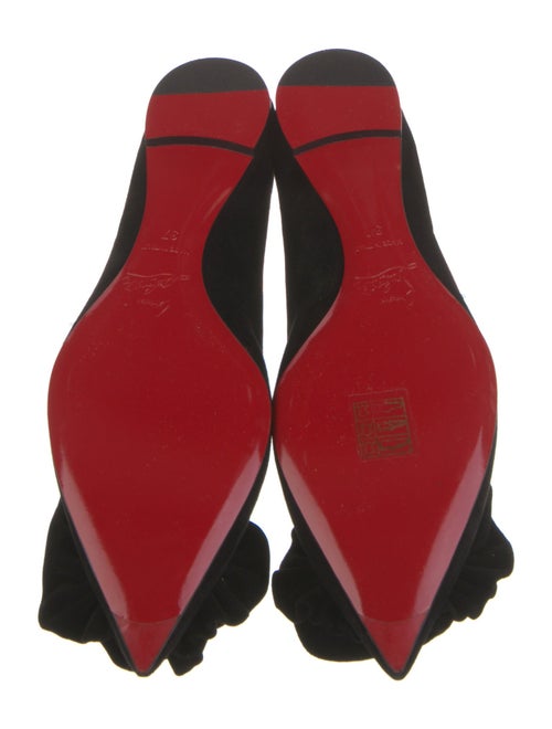 Christian Louboutin Suede Ruffle Embellishment Ballet Flats
