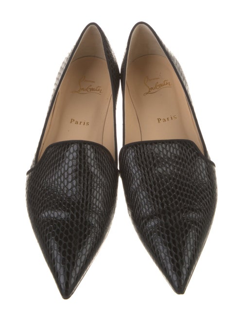 Christian Louboutin Embossed Leather Grosgrain Trim Loafers