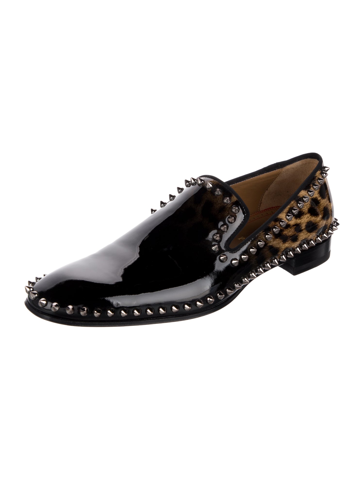 Christian Louboutin Spike Accents Patent Leather Loafers
