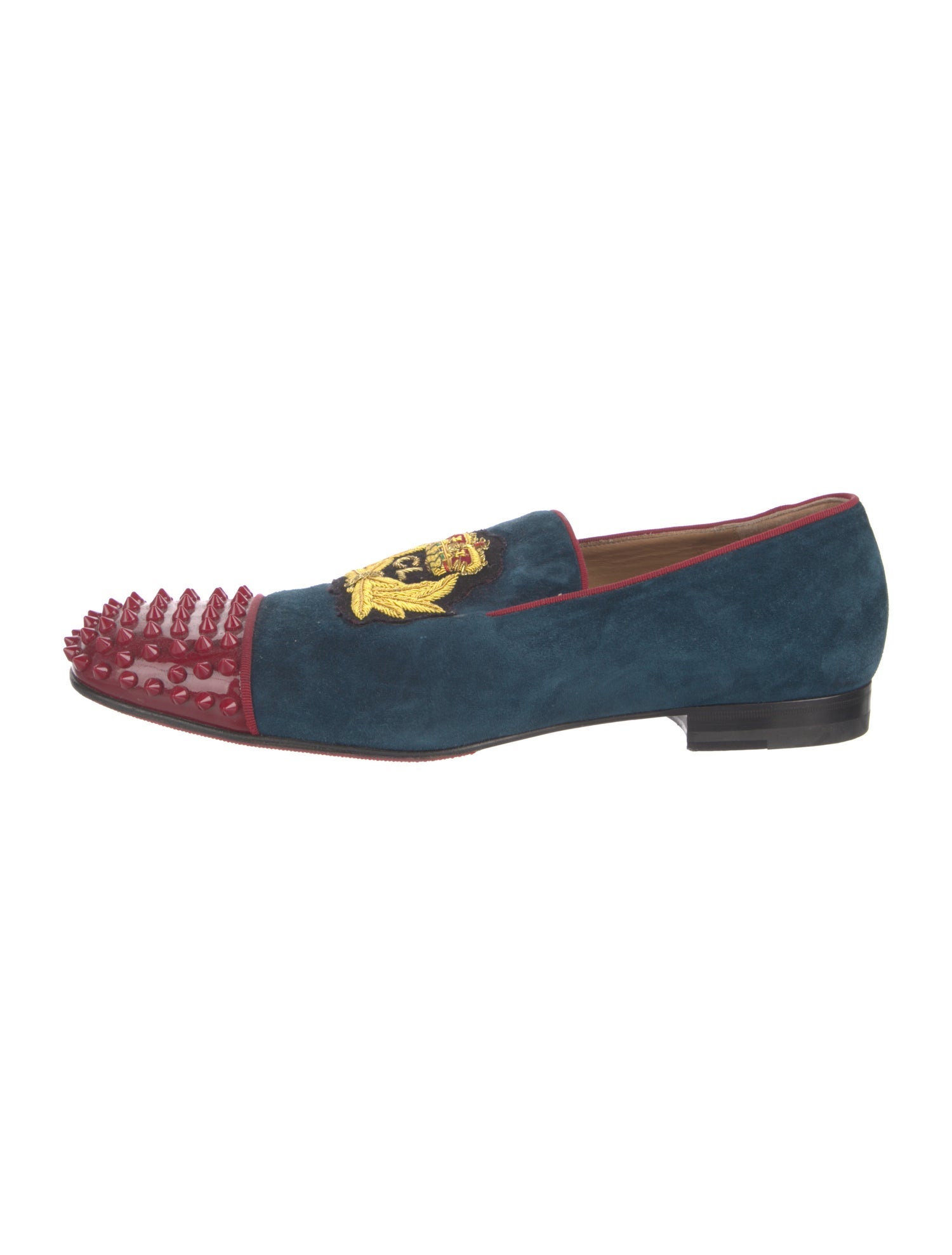 Christian Louboutin Spike Accents Suede Loafers