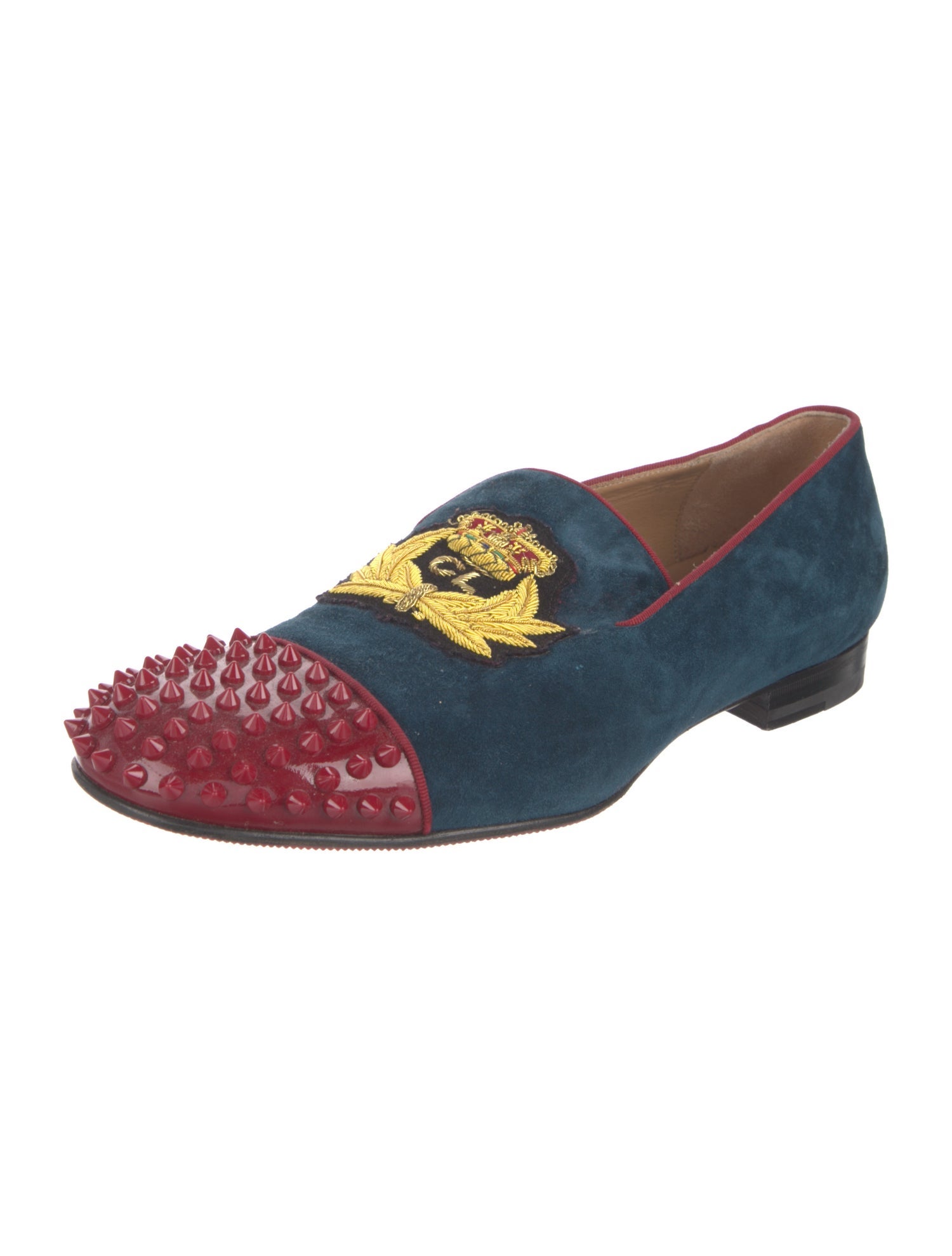 Christian Louboutin Spike Accents Suede Loafers