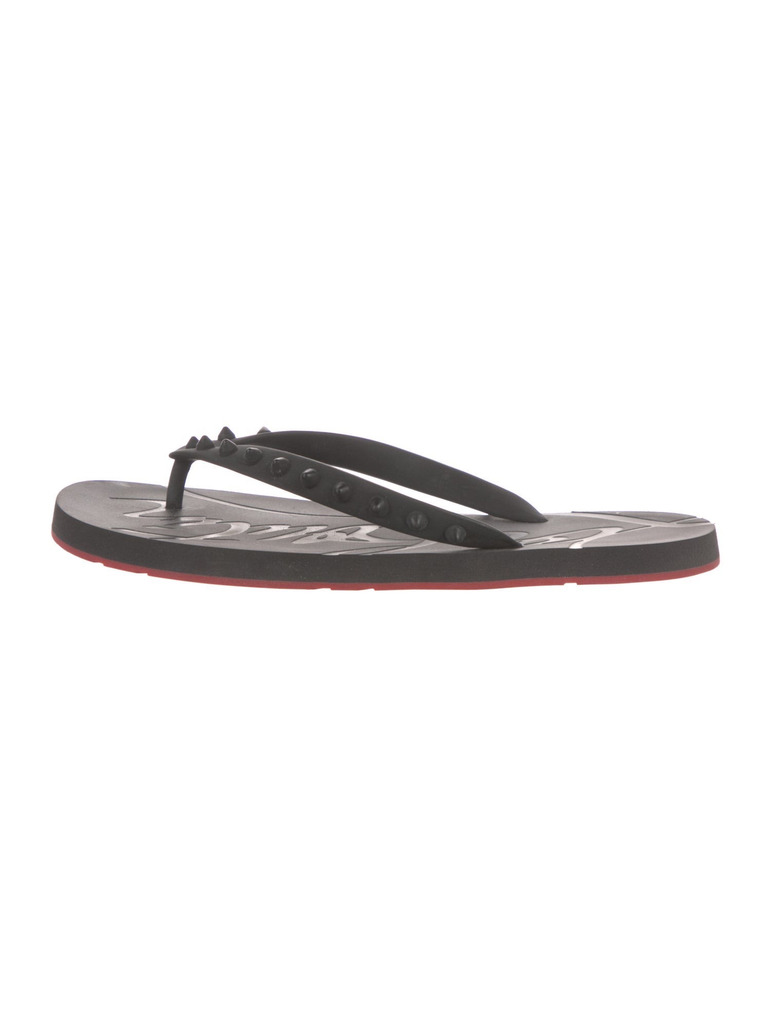Christian Louboutin Spike Accents Rubber Flip Flops