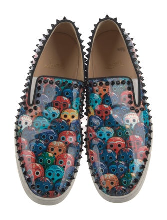 Christian Louboutin Spike Accents Patent Leather Sneakers