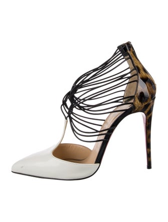 Christian Louboutin Patent Leather Animal Print T-Strap Pumps