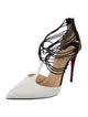 Christian Louboutin Patent Leather Animal Print T-Strap Pumps