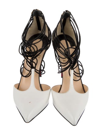 Christian Louboutin Patent Leather Animal Print T-Strap Pumps