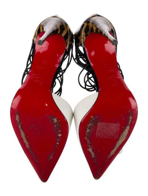 Christian Louboutin Patent Leather Animal Print T-Strap Pumps
