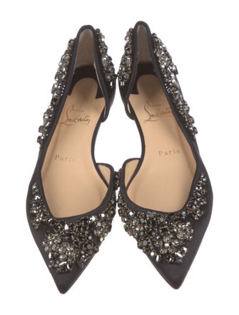 Christian Louboutin Satin Crystal Embellishments D'Orsay Flats