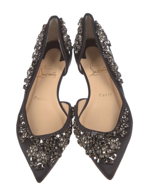 Christian Louboutin Satin Crystal Embellishments D'Orsay Flats